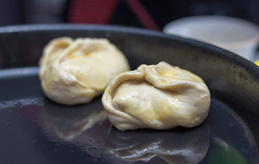 pies on a black sheet on the table