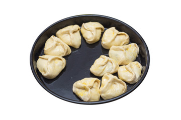 pies on a black sheet on a white background