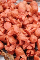 Fried sausage is delicious at street food