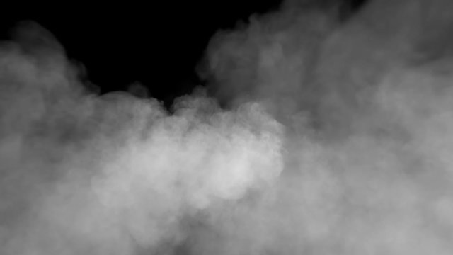Seamlessly looped fog (smoke, steam) moves straight to the camera. Separated on pure black background.