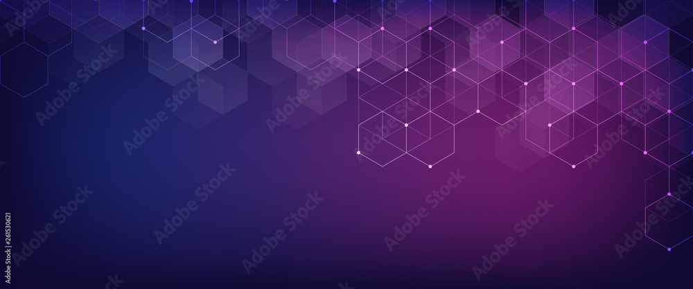 Poster hexagons pattern. geometric abstract background with simple hexagonal elements. medical, technology 
