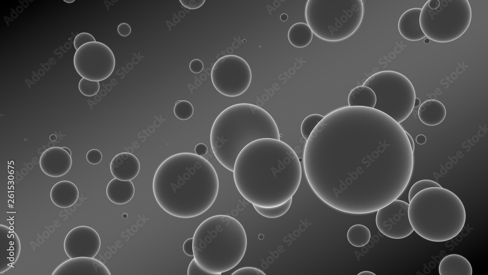 Poster 3d rendering of a set of gray droplets glowing on a gradient background with diagonal stripes. drops