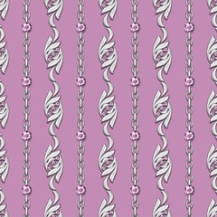 Seamless vertical pattern with silver jewelry and and chains
