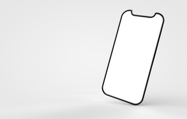 Smartphone blank screen template. Futuristic phone mockup. 3D Rendering