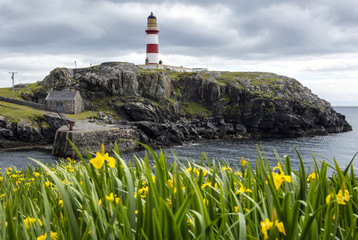 The Eilean Glas Lighthouse on the Isle of Scalpay, a small island connected by a bridge to the Isle...