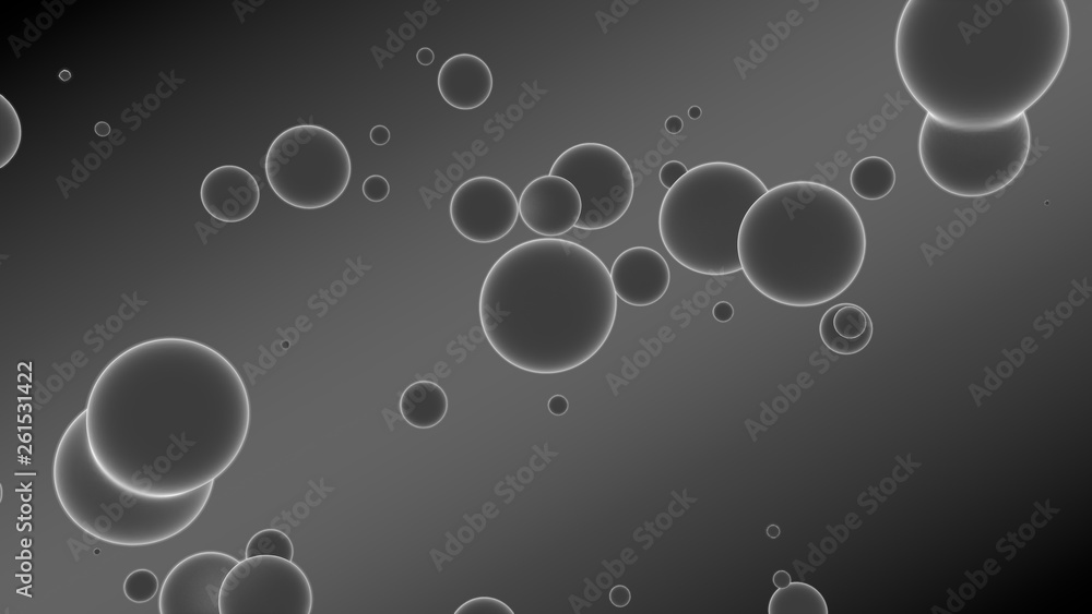 Poster 3d rendering of a set of gray droplets glowing on a gradient background with diagonal stripes. drops