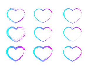 Heart vector icon on a white isolated background. Fashionable bright colors: pink, blue. Vector illustration.