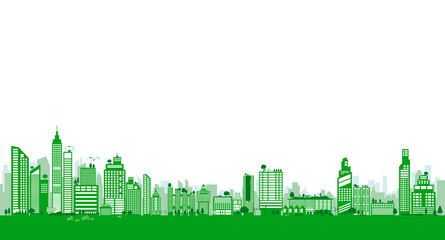Green city design of building and tree with copy space earth and environment day ecology concept vector illustration