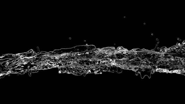 4k vortex water flow with a splashes isolated on a black background with alpha matte