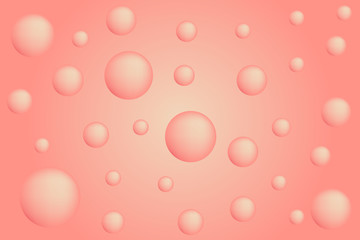 Bubbles coral color on a delicate pink won. Abstract background. Vector illustration