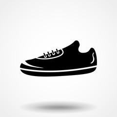 Sneakers silhouette icon. Isolated black sign on white background. Vector Illustration