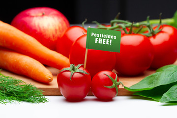 Organic ripe bio vegetables. Eco friendly products for healthy clean eating. Gmo free, pesticides free. Control food and vegetables concept.