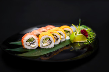 food dish sushi cocktails menu