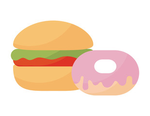 hamburger fast food with donut