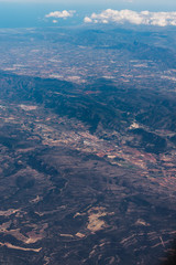 View of a window inside the plane during a flight