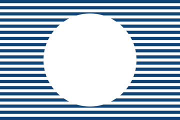  Frame in the form of a circle on the background of blue and white stripes.Marine theme.
