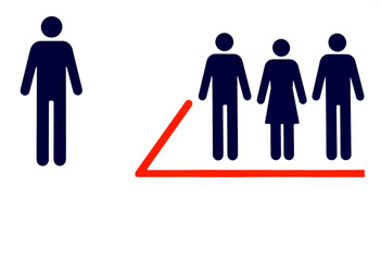 Please wait behind the line, respect the privacy. Courtesy sign,