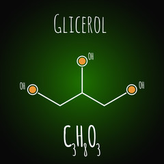 Structural chemical formula of glycerol molecule, science illustration, vector