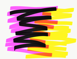 marker lines in yellow purple and black. raster illustration for design and decoration.