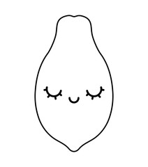 fresh papaya fruit kawaii character
