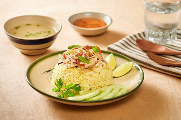 Chicken rice. Chicken rice in Hoi An, Vietnam. Hoi An, known as Faifo. Hoian in Vietnam's Quang Nam Province