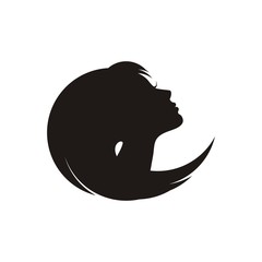 Silhouette of a beautiful girl with hair