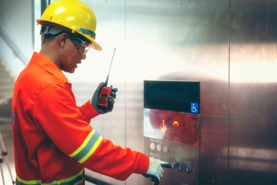 Man Work And Elevator Background