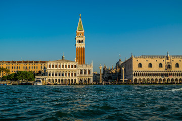 Fototapeta na wymiar Doge's palace and Campanile on Piazza di San Marco in morning, Venice, Italy