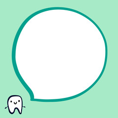 Obraz premium Smiling tooth talking and speech bubble hand drawn illustration