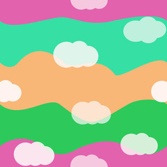 Clouds bright colors seamless pattern vector