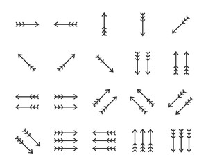 set of arrow icons, such as linear, curve, aiming, next