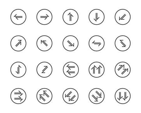 set of arrow icons, such as linear, curve, aiming, next