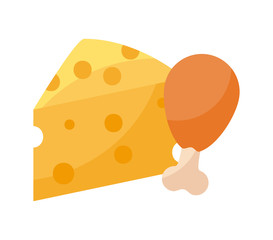 chicken leg with cheese isolated icon