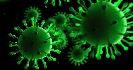 Virus And Bacteria. Viral Epidemic Disease. 3D Illustration Render.