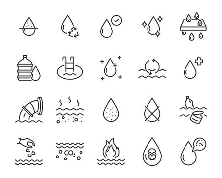 set of water icons, such as filter, liquid, aqua