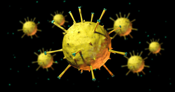 3D Virus And Bacteria Illustration Render. Microscopic View. Science concept.