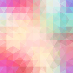 Abstract background consisting of pastel pink,beige, orange, green triangles. Geometric design for business presentations or web template banner flyer. Vector illustration