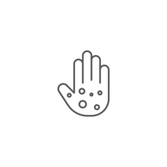 Eczema hand skin line icon. linear style sign for mobile concept and web design. Rash hand, allergic reaction outline vector icon