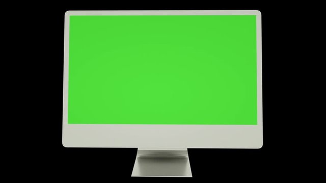 Realistic Empty computer display with green screen. Alpha channel included
