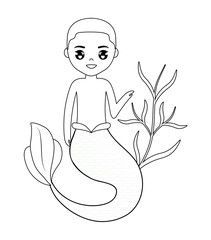 mermaid male with seaweed