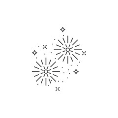Fireworks line icon outline vector sign linear pictogram isolated on white logo illustration