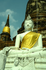 Buddhastatue und historische Tempel in Ayutthaya , Thailand