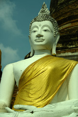 Buddhastatue und historische Tempel in Ayutthaya , Thailand