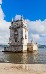 Belem Tower on the Tagus River a famous landmark in Lisbon, Portugal
