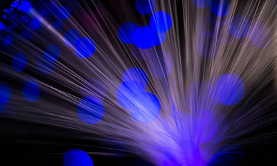 Abstract, intentionelly defocused lights on optical fibres , technology background image