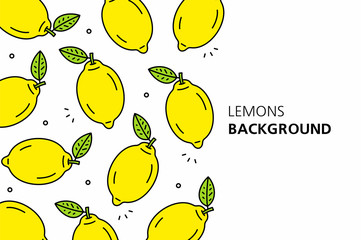 Lemons background. isolated on white background