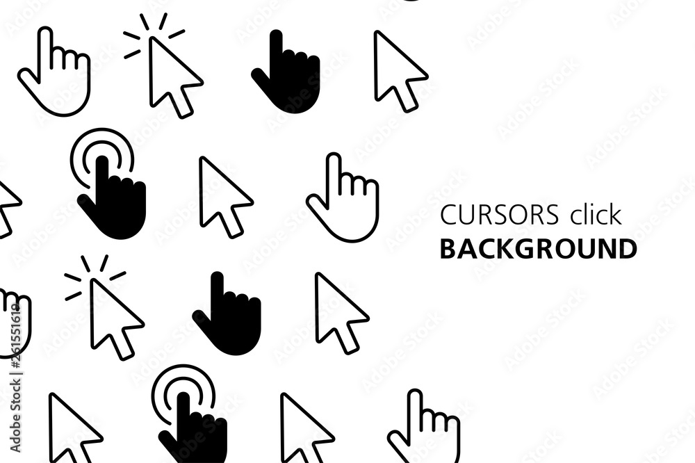 Poster cursors click background. isolated on white background