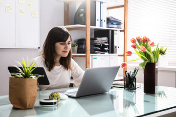 Businesswoman Using Laptop