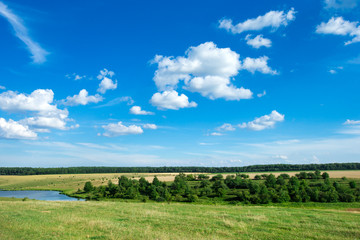 green field and blue sky