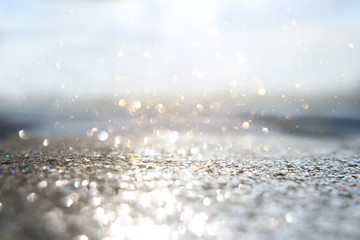 glitter silver and gild lights background. de-focused